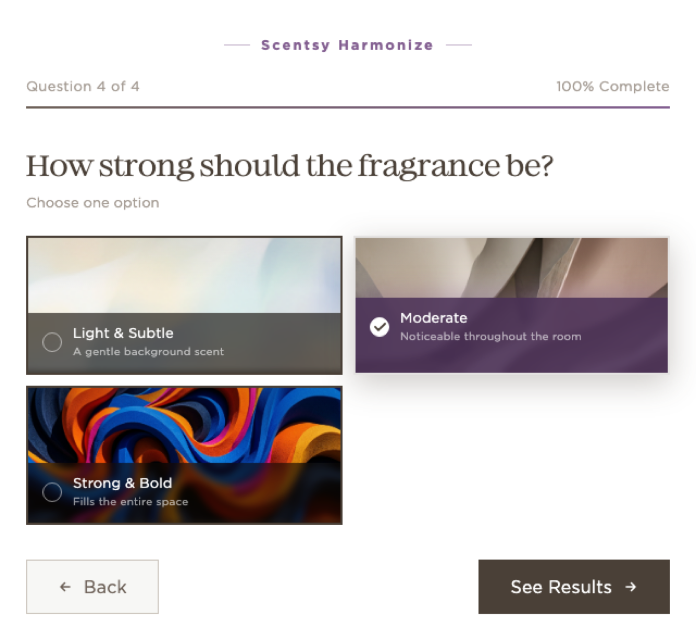 Scentsy Harmonize quiz: how strong should the fragrance be?