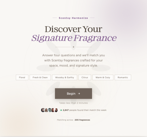 Scentsy Harmonize welcome screen: Discover Your Signature Fragrance
